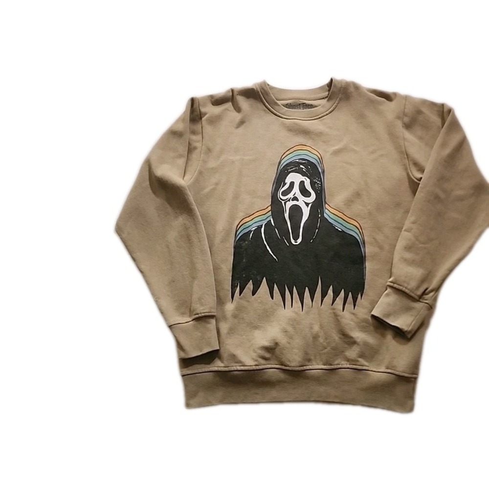 Ghost Face Graphic Rainbow Trim Halloween Scream Small Sweatshirt NWT(B59)